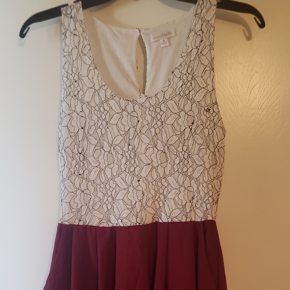 Red and white sleeveless dress
